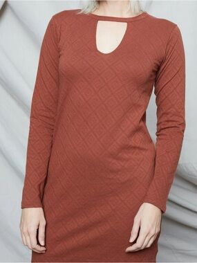 Known Supply Co Natural Rust Knit Dress Cutout Long Sleeve M
